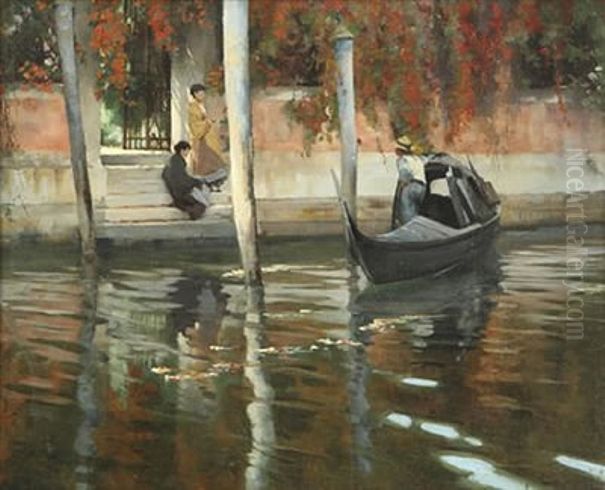 A Touch of Autumn (Venice) Oil Painting by Alexander Mann