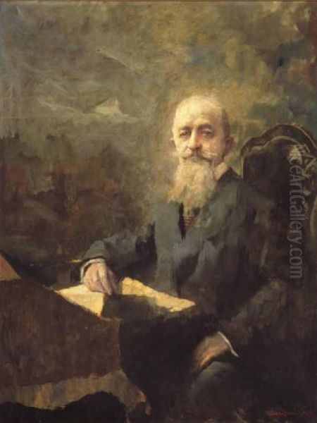 Portrait of Francesco Mira Oil Painting by Giuseppe Amisani