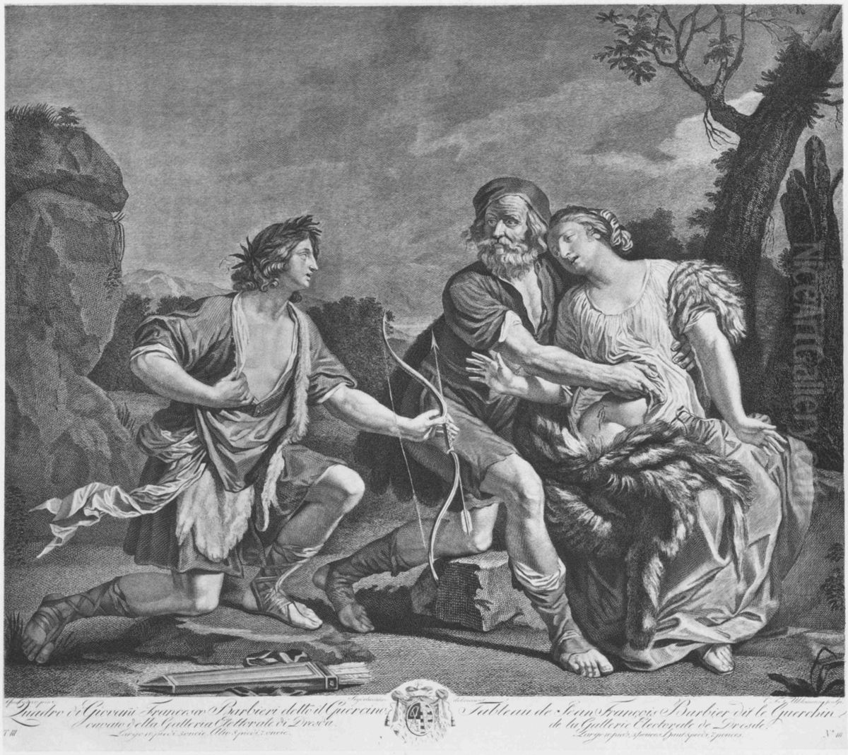 Dorinda, Silvio und Linco Oil Painting by Giovanni Francesco Barbieri