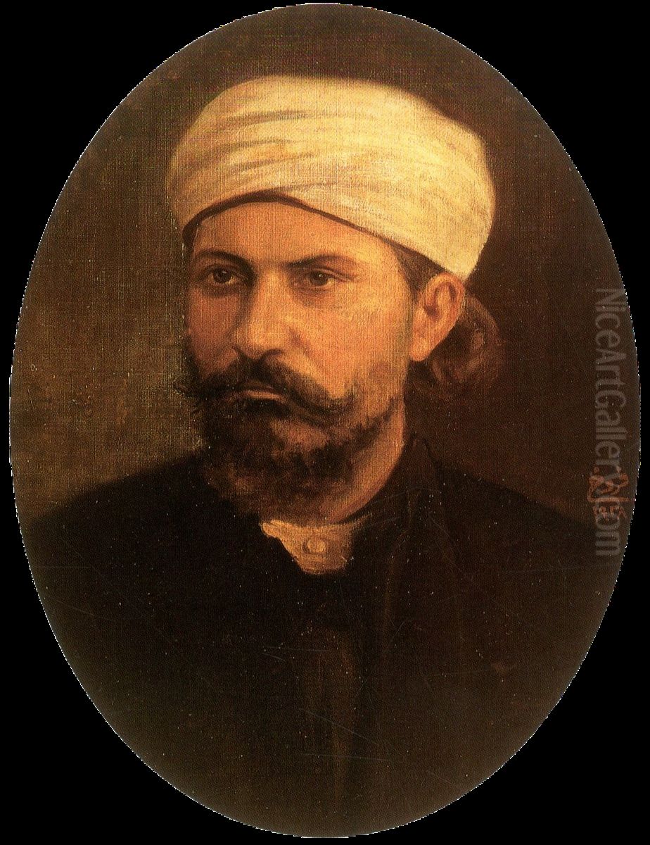 Ad-Da'iya Jamaleddine Al-Afghani. Oil Painting by Moustafa Farroukh