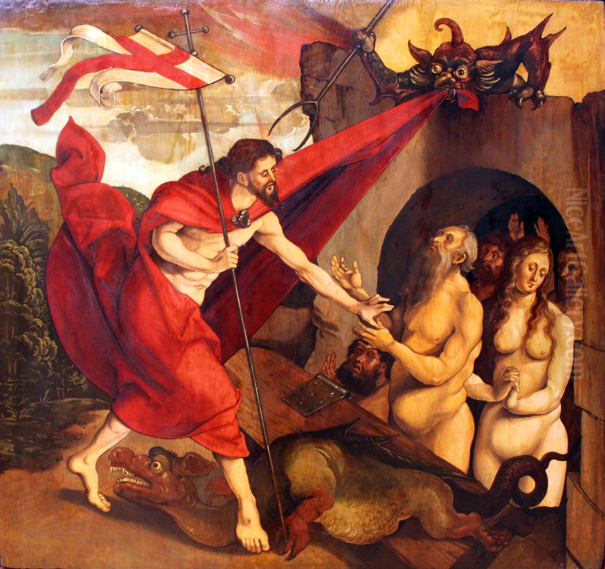 Christus in der Vorholle. Tafelbild aus der Nurnberger Dominikanerkirche Oil Painting by Albrecht Durer