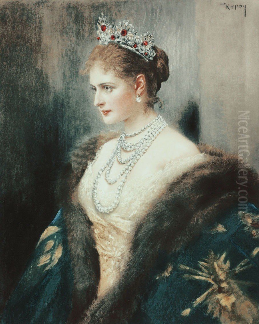 Zarin Alexandrowna Oil Painting by Jozsef Arpad Koppay