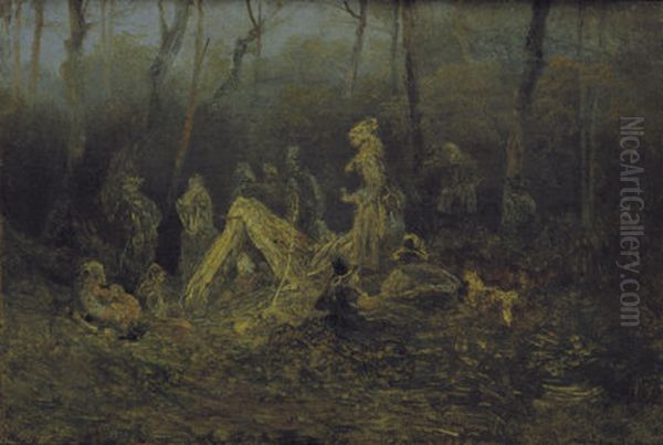 Uprchlici v lese Oil Painting by Mikolas Ales