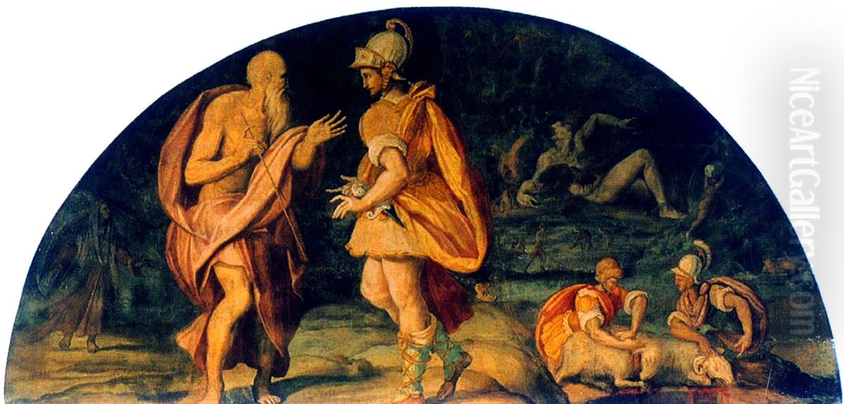 Odysseus questions the seer Tiresias Oil Painting by Alessandro Allori