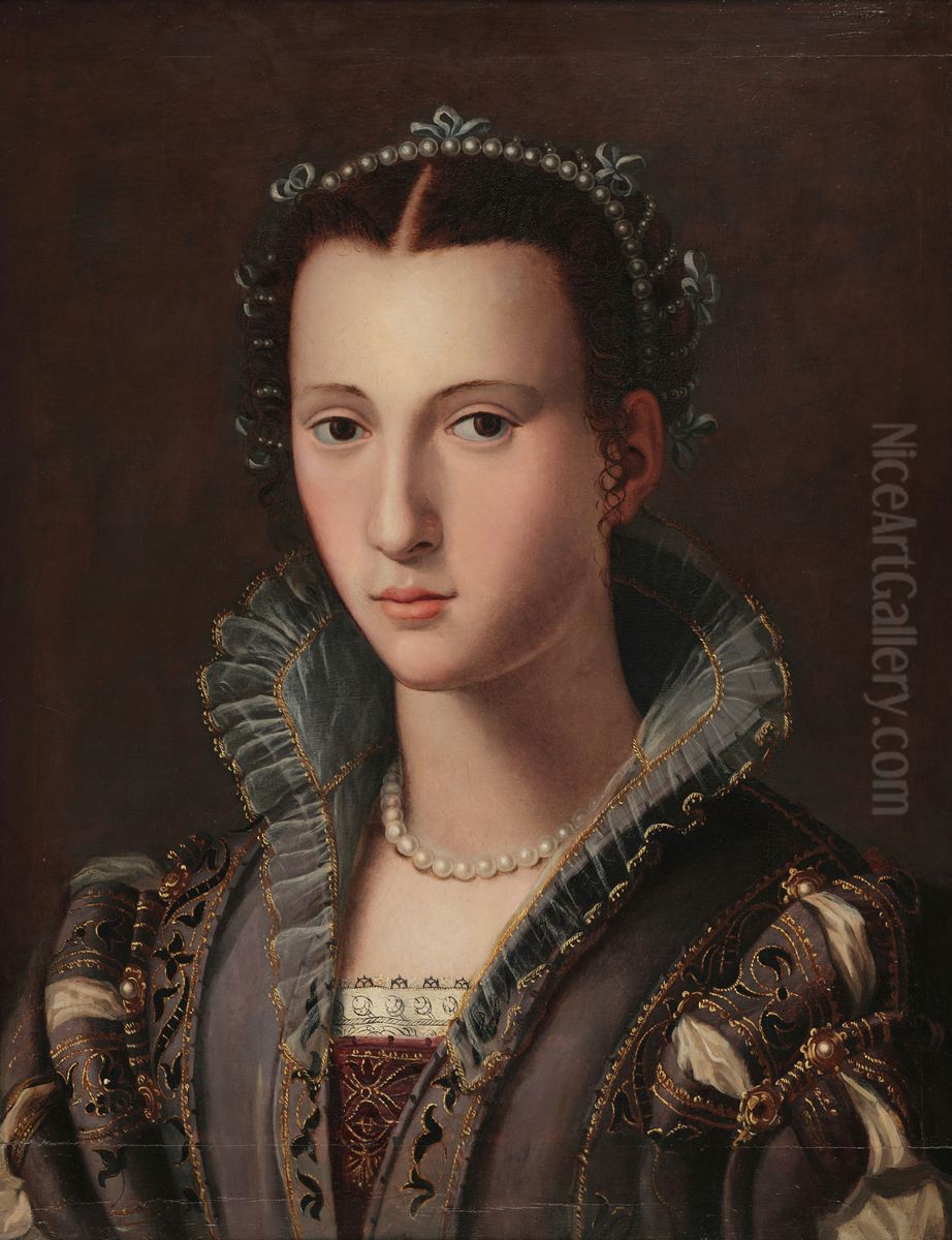 Portrait of a Florentine Lady Oil Painting by Alessandro Alloriand workshop