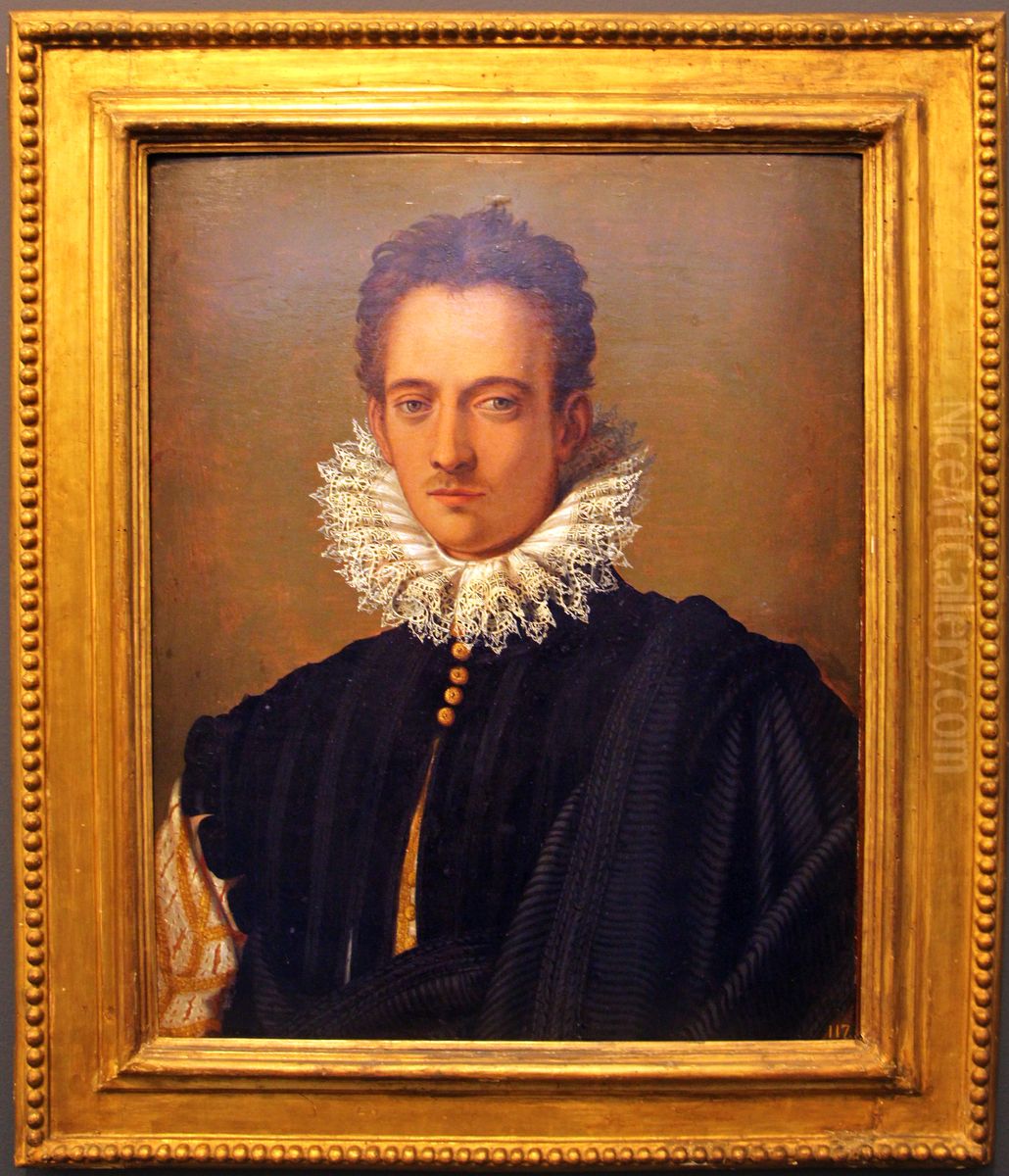 ritratto di un gentiluomo fiorentino (forse Piero de' Medici) Oil Painting by Alessandro Alloriand workshop