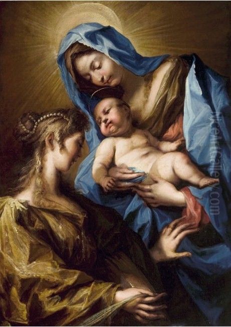 Mystic marriage of Saint Catherine of Alexandria Oil Painting by Alessandro Gherardini