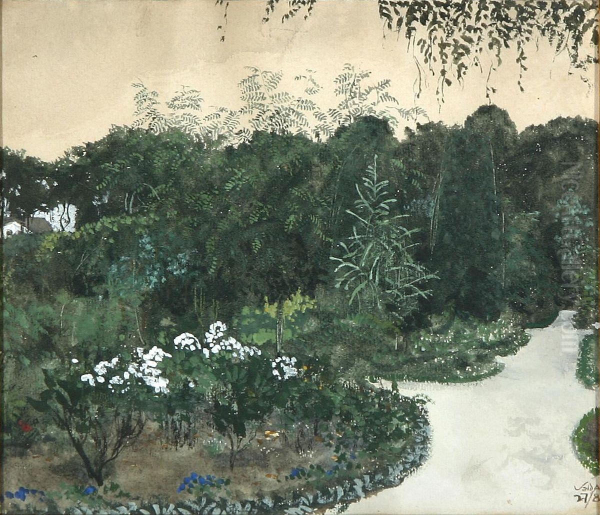 A spring garden. Oil Painting by Valdemar Andersen