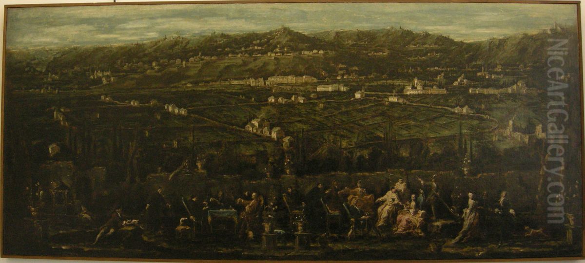 trattenimento in un giradino d'albaro, genova Oil Painting by Alessandro Magnasco