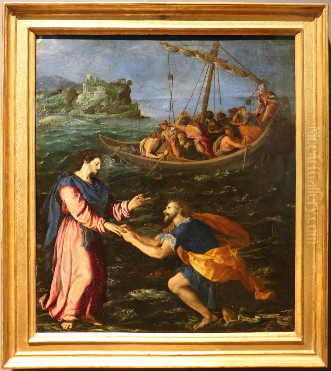 chiamata di san pietro che cammina sulle acque Oil Painting by Alessandro Allori