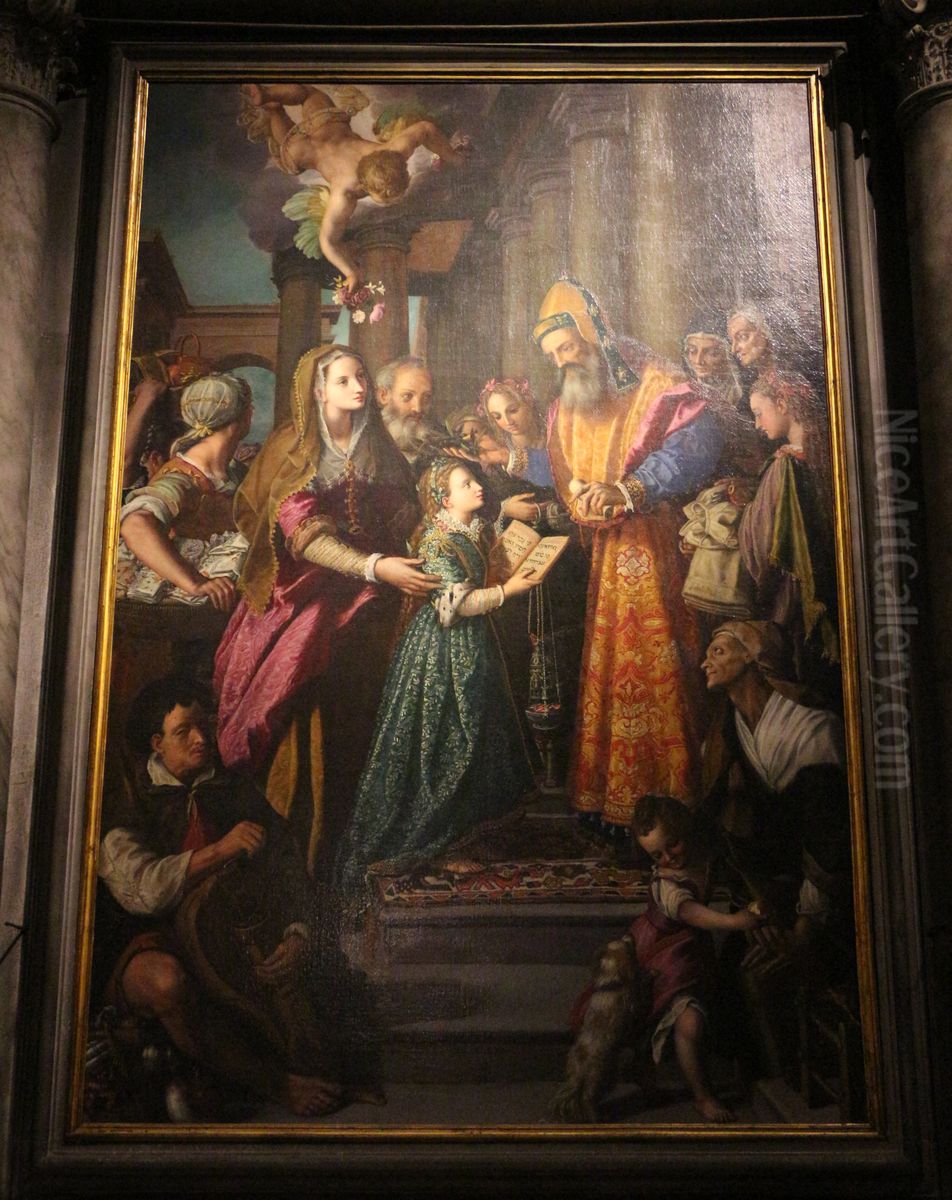 Presentation of Virgin Mary at the Temple Oil Painting by Alessandro Allori