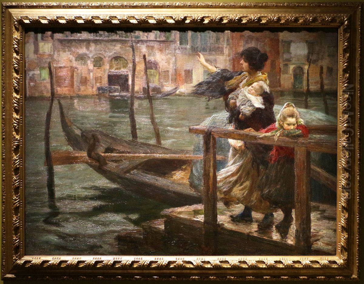 la traversata (la partenza del marinaio) Oil Painting by Alessandro Milesi