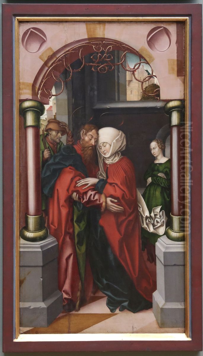 Joachim and Anne at the Golden Gate Oil Painting by Hans Fries