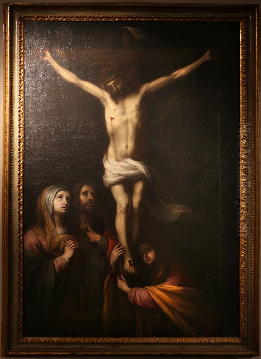 crocifisiione con maria, la maddalena e giovanni Oil Painting by Alessandro Tiarini
