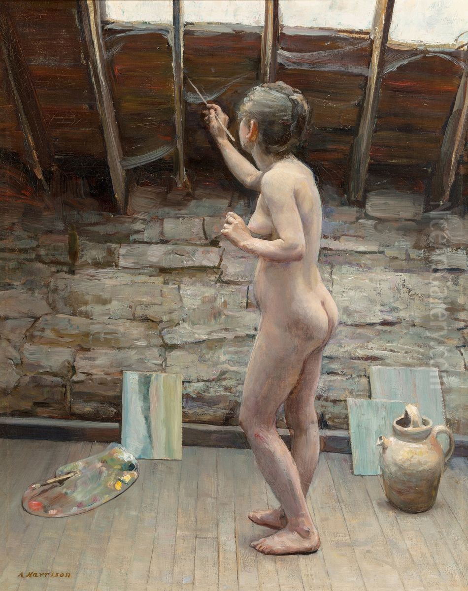 Model Painting Oil Painting by Thomas Alexander Harrison