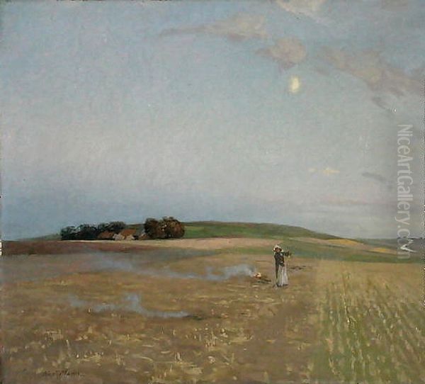 Burning Couch Grass Oil Painting by Alexander Mann