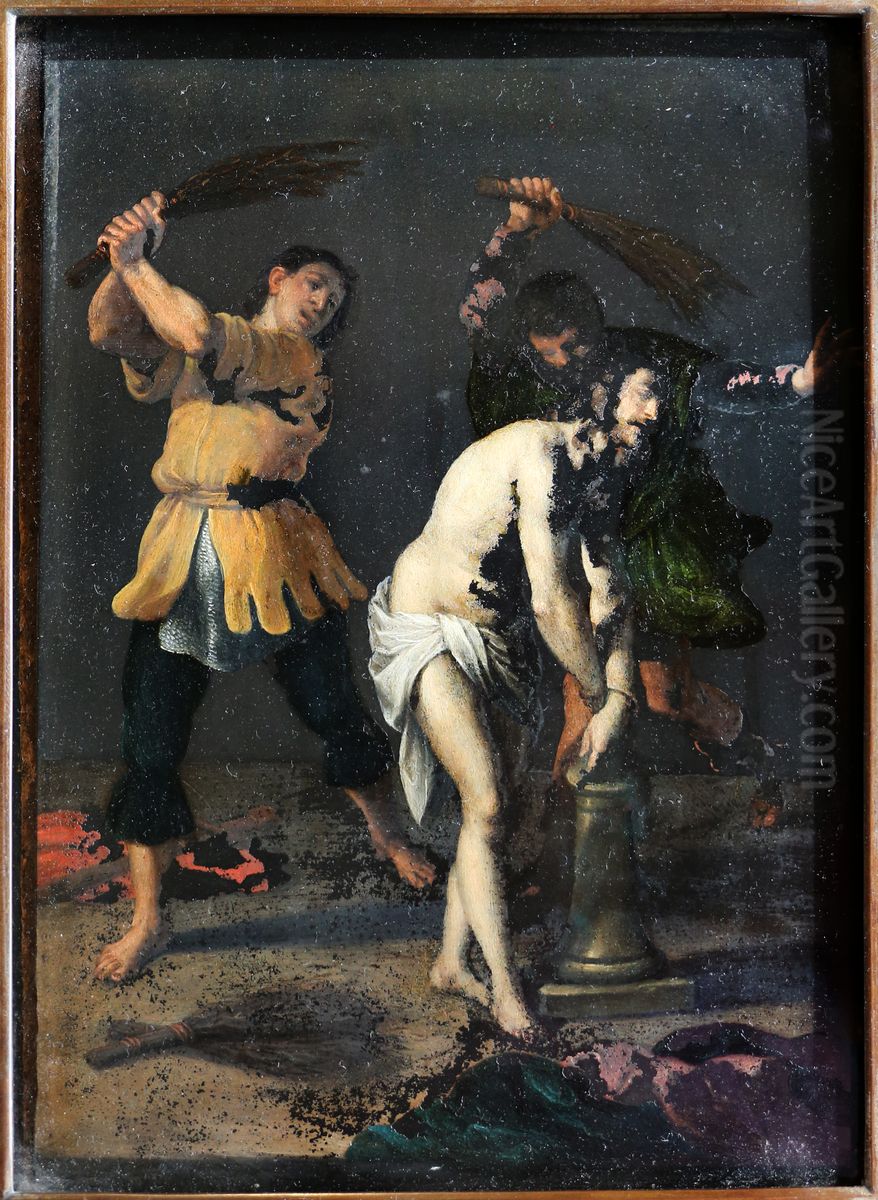 flagellazione, su pietra di paragone Oil Painting by Alessandro Turchi