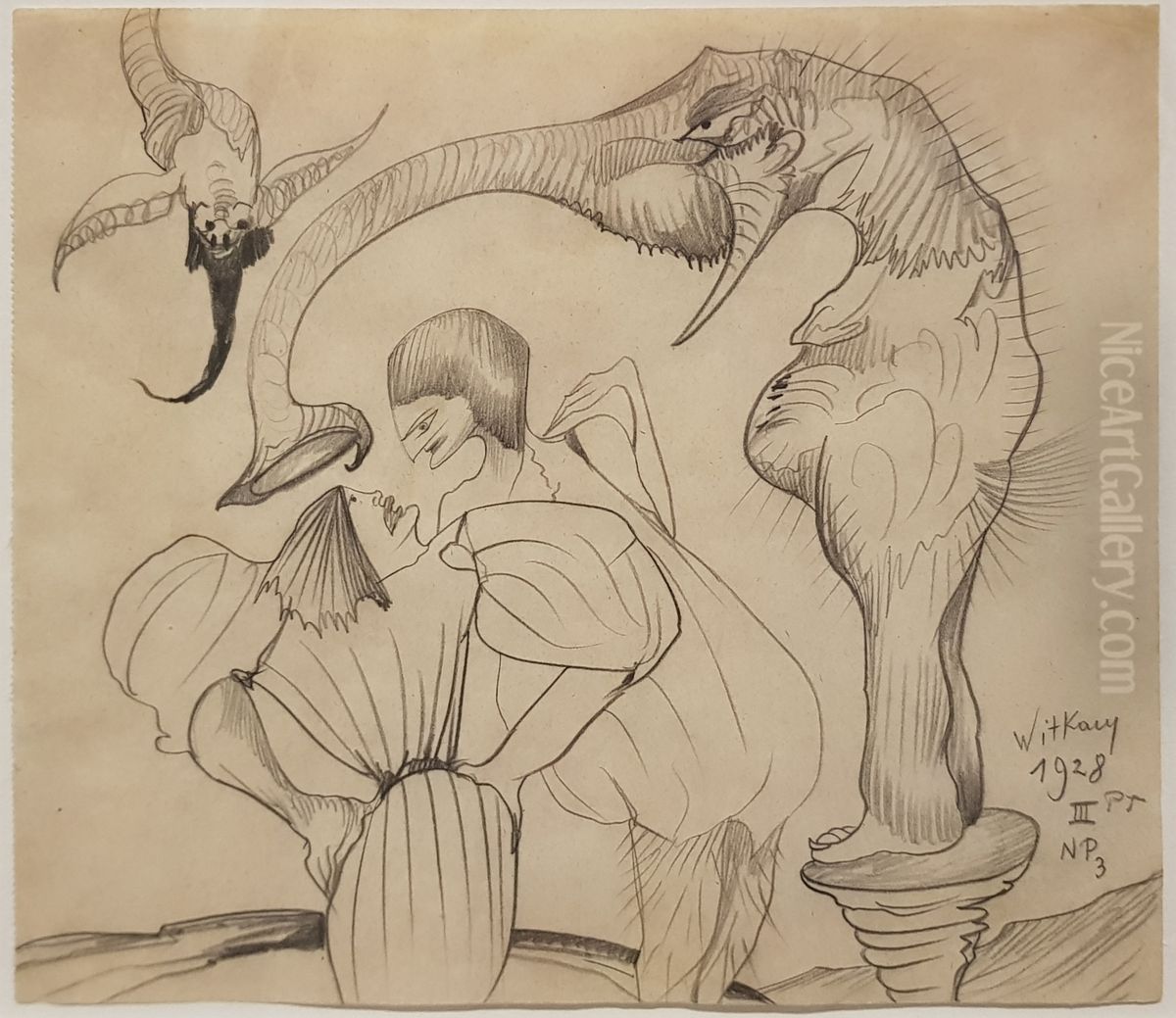 Kompozycja z czterema postaciami Oil Painting by Stanislaw Ignacy Witkiewicz (Witkacy)