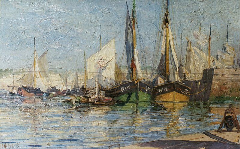 Morning in Dieppe Harbor Oil Painting by Alexey Bogolyubov