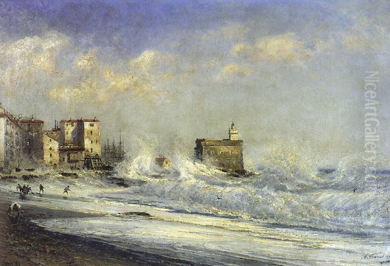 Storm in Menton Oil Painting by Alexey Bogolyubov