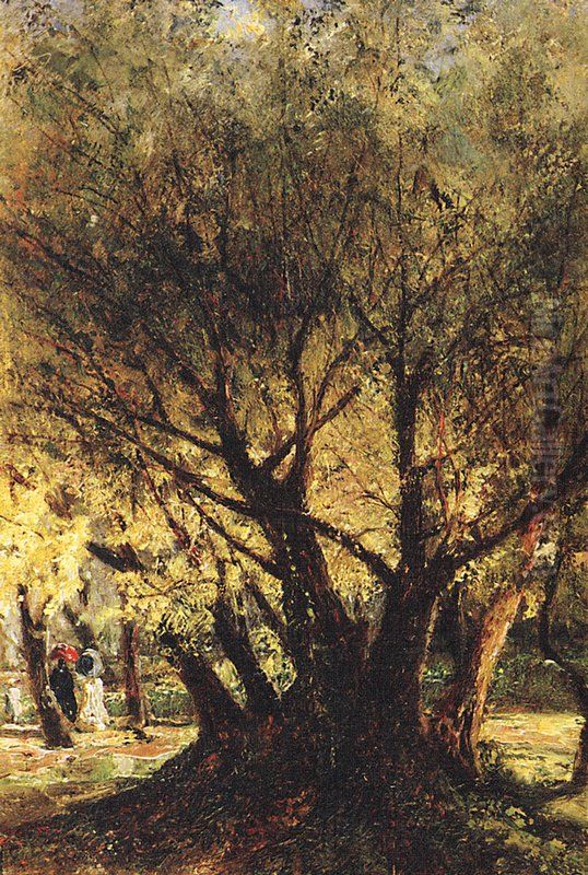 Olive Trees in Menton Oil Painting by Alexey Bogolyubov