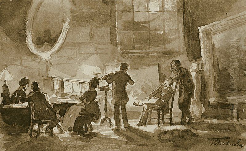 Party in Paris Oil Painting by Alexey Bogolyubov