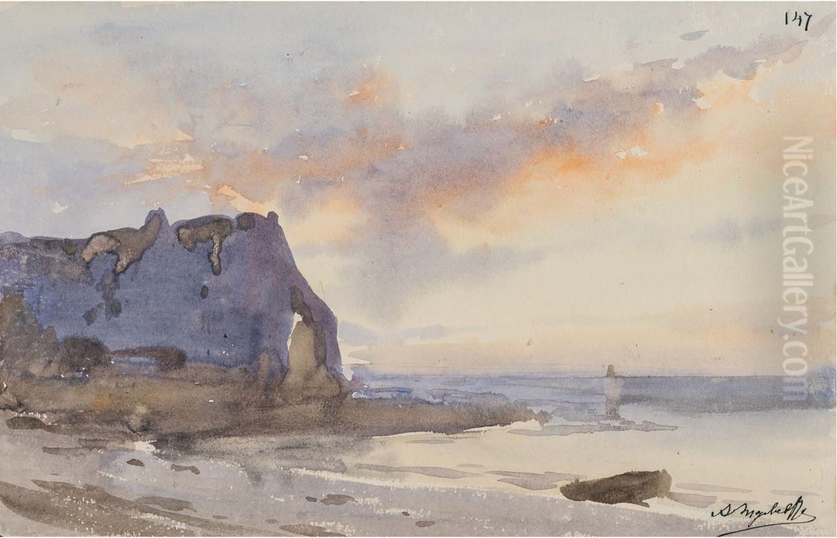 Sunset at Etretat Oil Painting by Alexey Bogolyubov