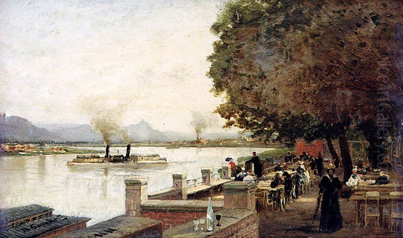 The Rhine in Bonn Oil Painting by Alexey Bogolyubov