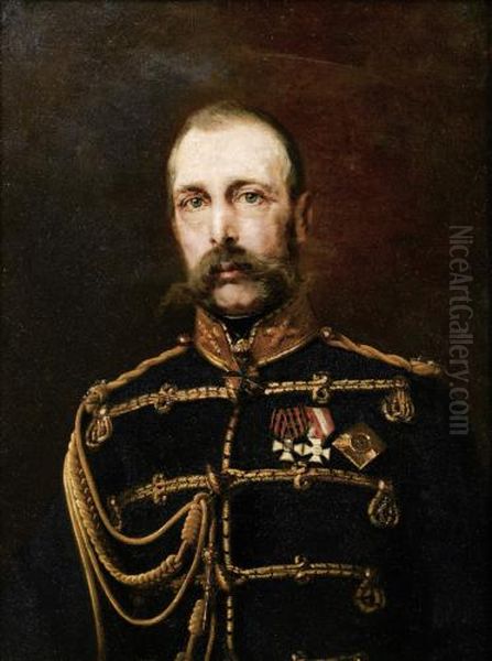 Portrait ofAlexandrer II of Russia, Konstantin Egorovich Makovsky Oil Painting by Konstantin Makovsky