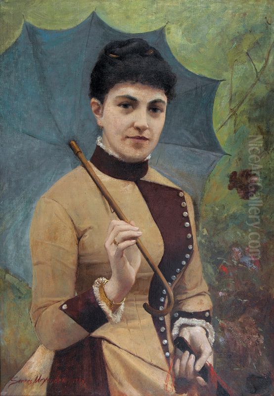 Femme a l'ombrelle Oil Painting by Alexandre Serres