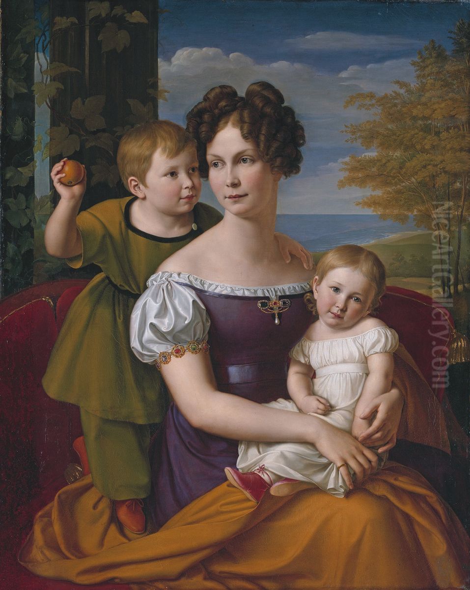 Alexandrine von Mecklenburg and her children Oil Painting by Friedrich Wilhelm Schadow
