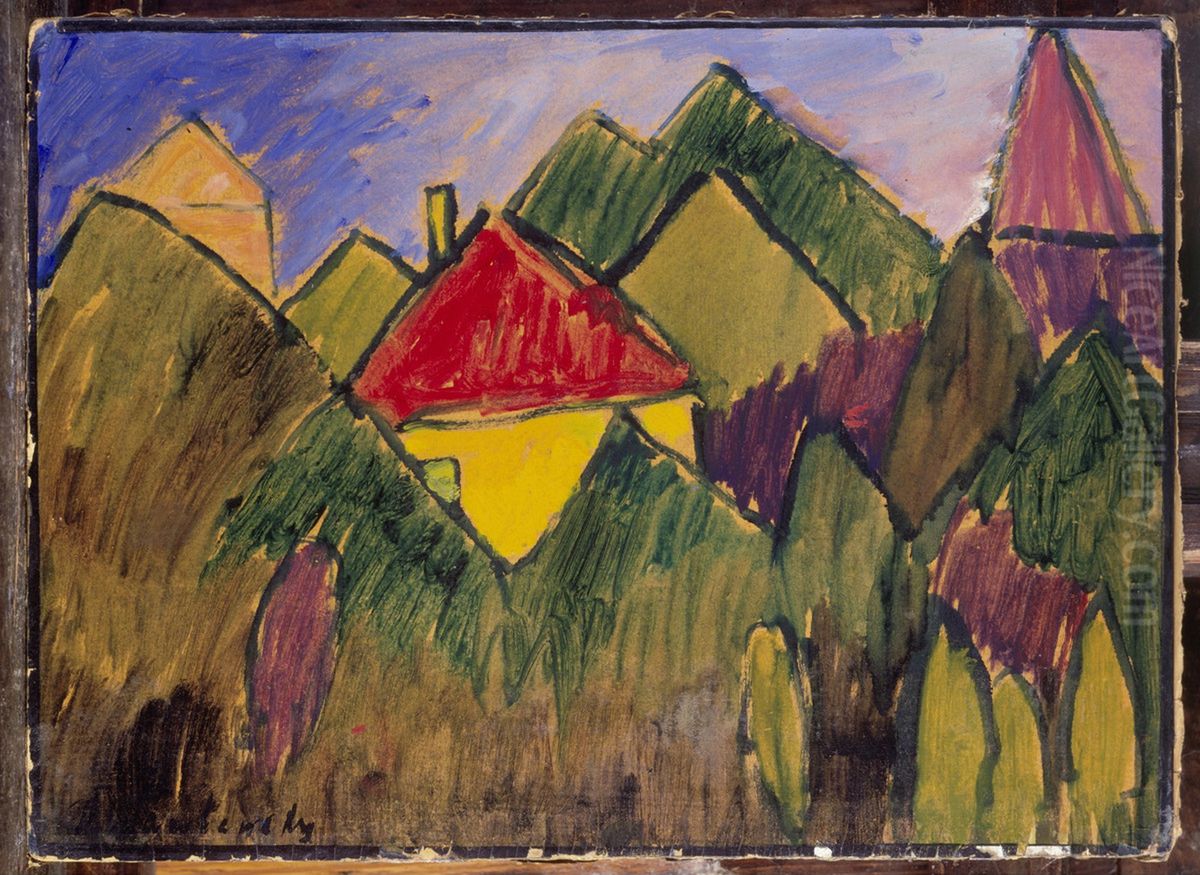 Rote Giebel / Rote Dacher Oil Painting by Alexei Jawlensky