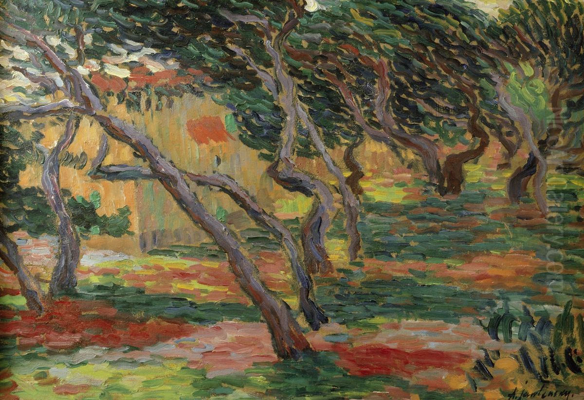 Olivenhain / Landschaft mit Strassen und Baumen Oil Painting by Alexei Jawlensky