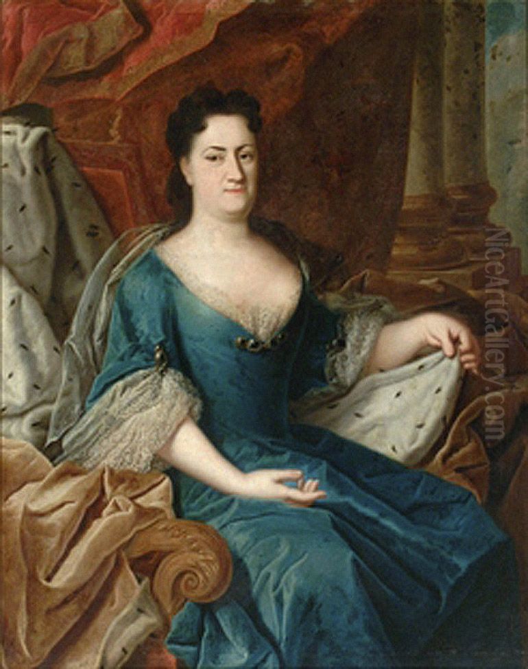 Portrait of Elisabeth Sophie Marie of Schleswig-Holstein-Norburg, misidentified with Melusine von der Schulenburg Oil Painting by Unidentified painter