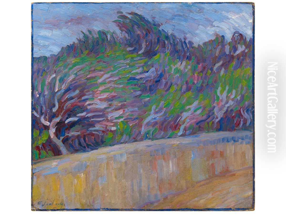 Olive tree, wall, wind Oil Painting by Alexei Jawlensky