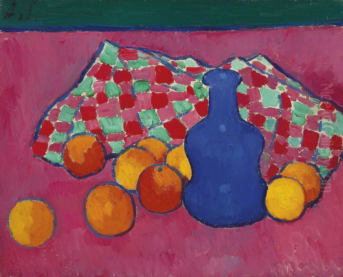 Blaue Vase mit Orangen Oil Painting by Alexei Jawlensky