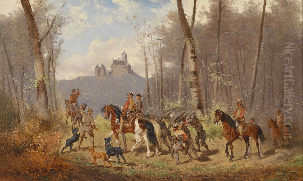 Heimkehr nach der Barenjagd Oil Painting by Alexander von Bensa