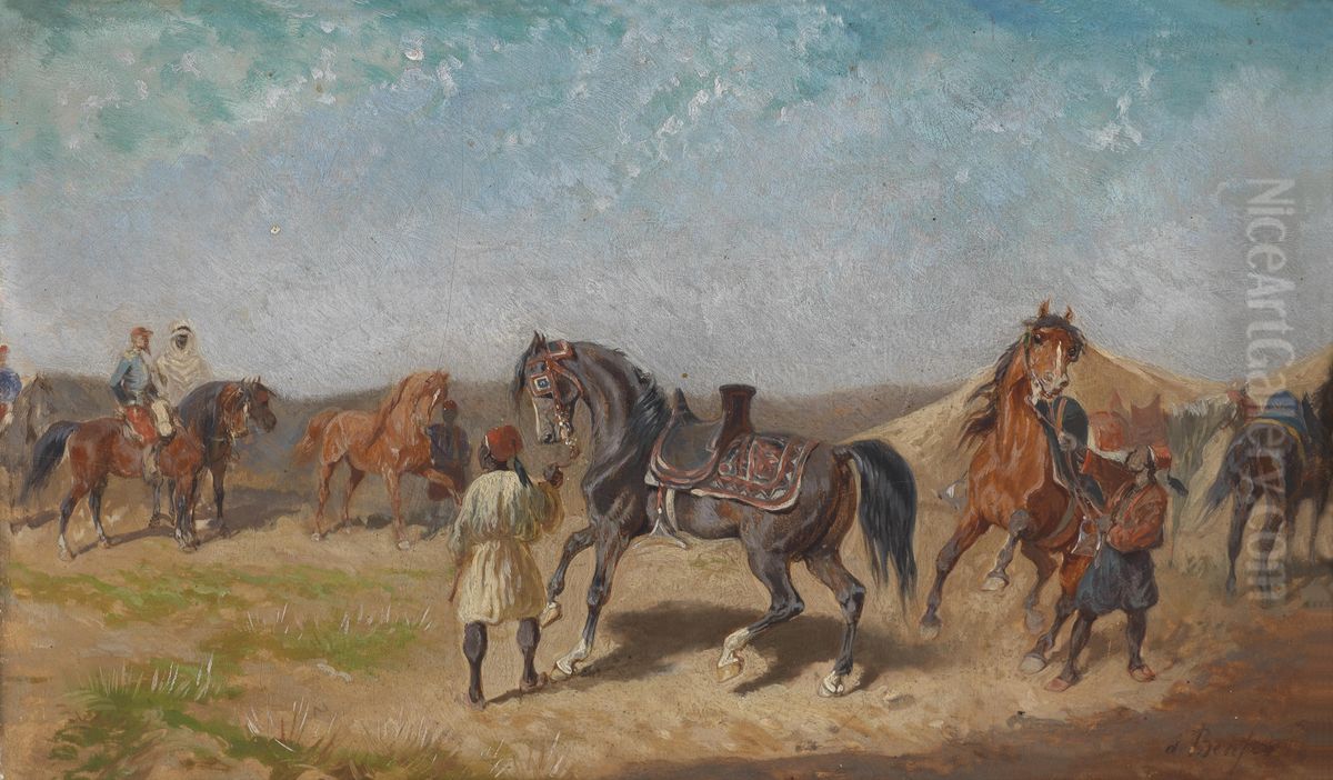 Nordafrikanisches Reiterlager Oil Painting by Alexander von Bensa
