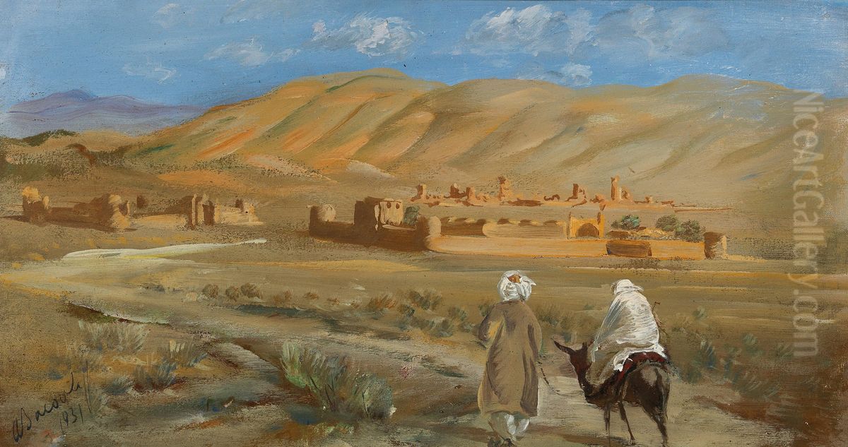 In the desert of Afghanistan Oil Painting by Alexandre Jacovleff
