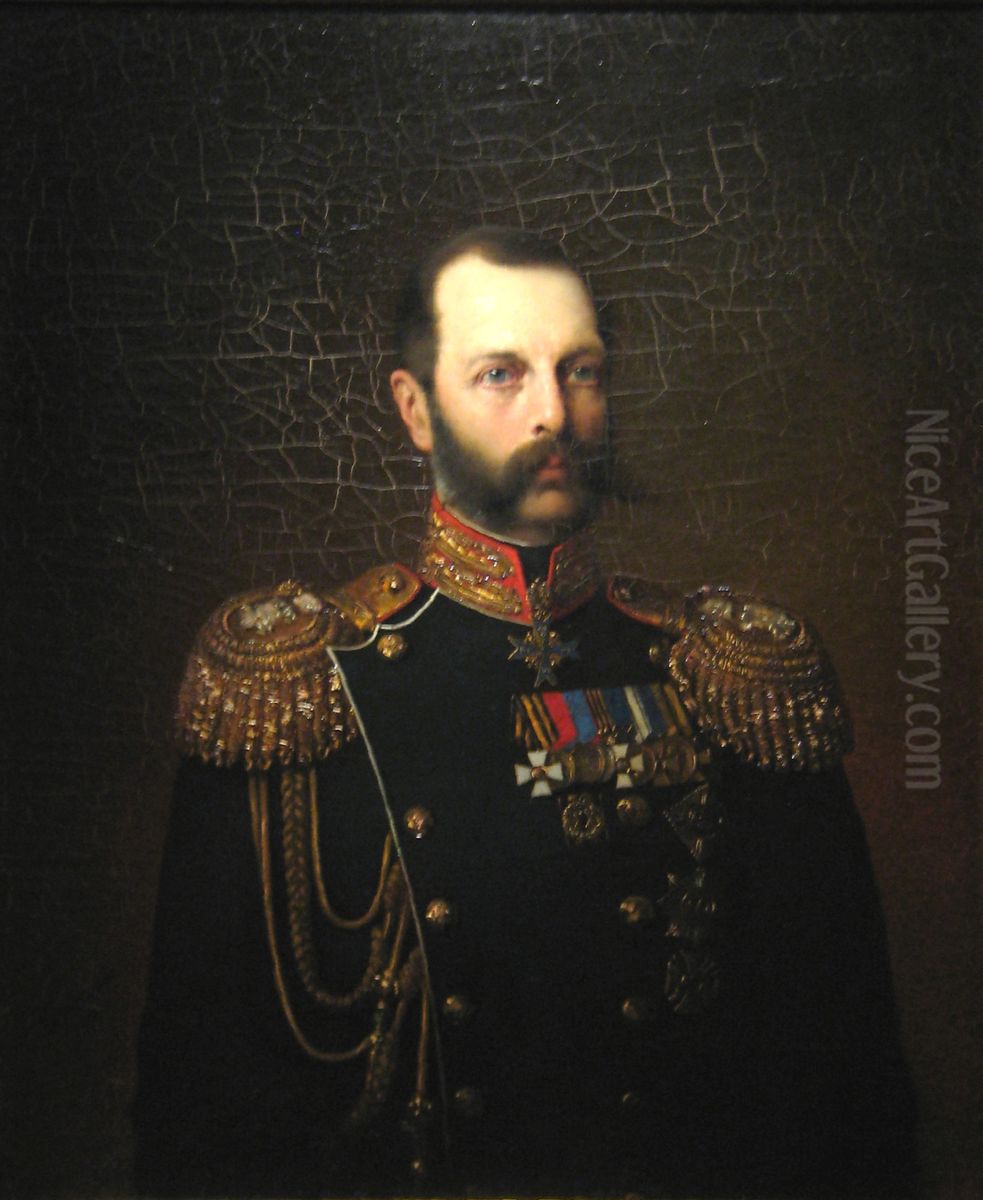 Portrait of Emperor Alexander II. 1874. GIM Oil Painting by Alexei Harlamov