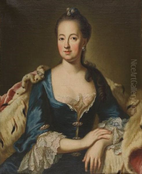 Bildnis der Maria Anna Josepha Charlotte von Pfalz-Sulzbach, Herzogin von Bayern Oil Painting by Georg Desmarees