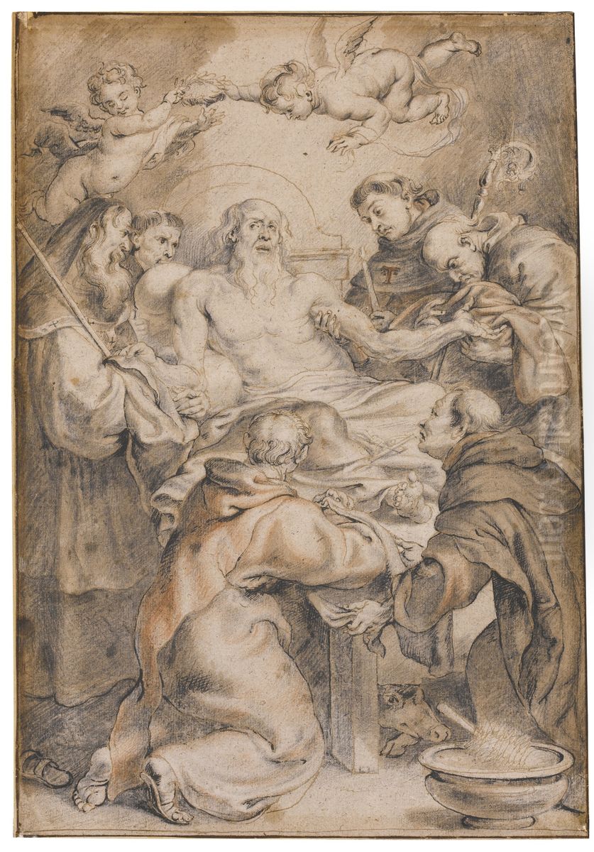 The Death of St. Anthony Abbot Oil Painting by (studio of) Rubens, Peter Paul