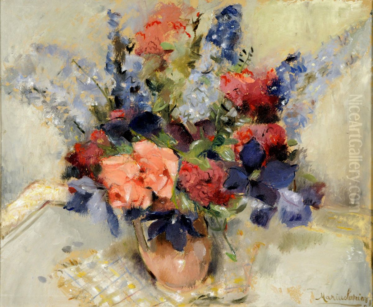 Vase Garni De Fleurs. Oil Painting by Marius Carion
