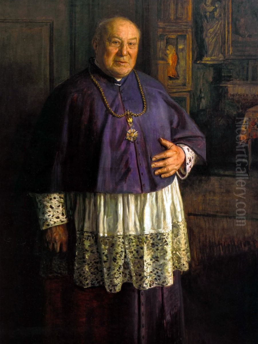 Alexander Schnutgen, German theologist and collector of medieval art Oil Painting by Leopold Graf von Kalckreuth