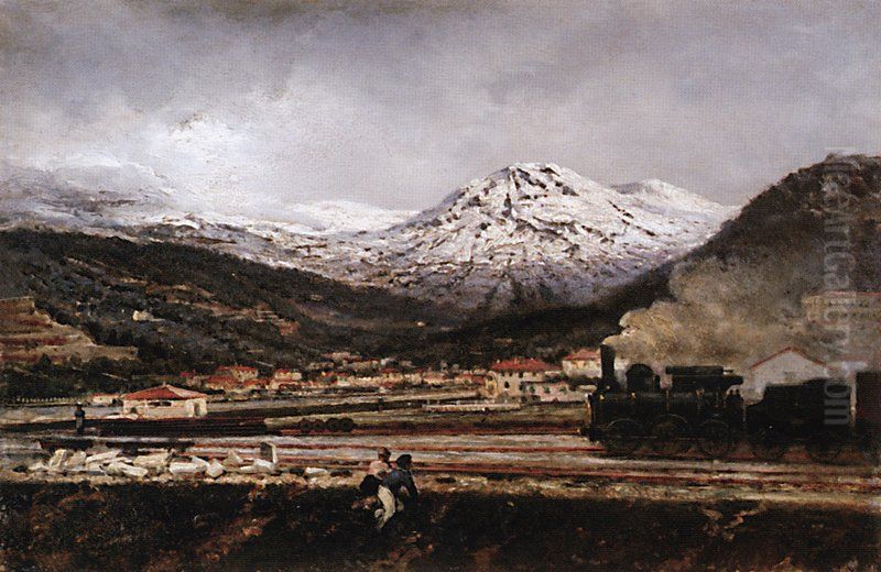 A Mountain Landscape Oil Painting by Alexey Bogolyubov