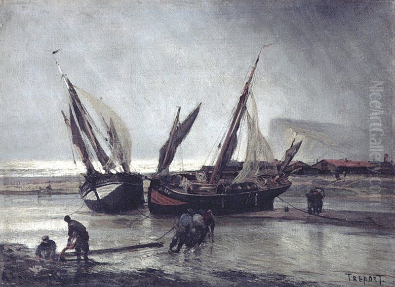 Low Tide in Treport (3) Oil Painting by Alexey Bogolyubov