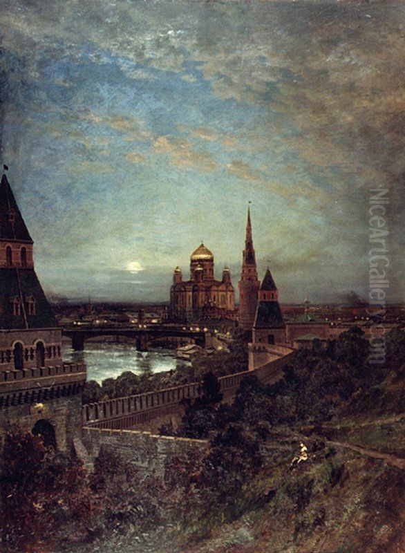 Evening in Moscow Oil Painting by Alexey Bogolyubov
