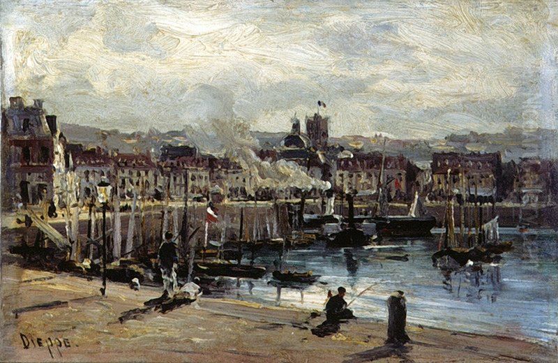 Dieppe Harbour Oil Painting by Alexey Bogolyubov