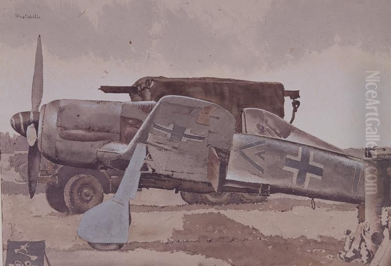 At a Captured Air Port Oil Painting by Alex Colville