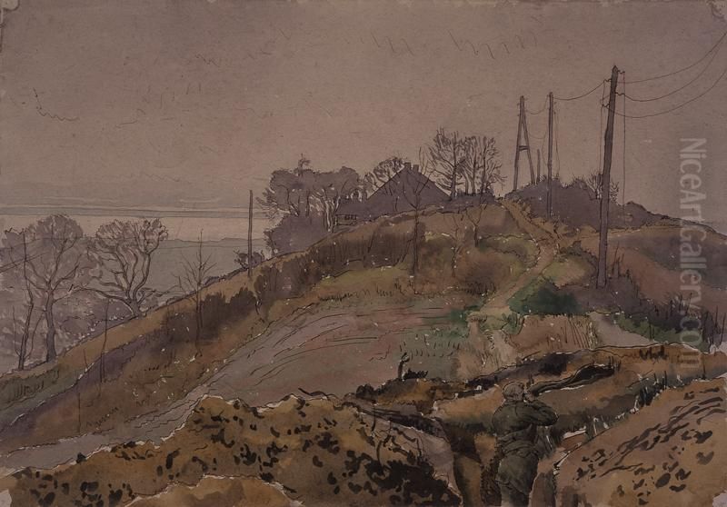 A Machine Gun Position in Germany Oil Painting by Alex Colville